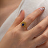 Wholesale Women's French Retro Ins Titanium Steel And Stainless Steel Ring Inlaid With Lapis Lazuli Geometric Style Set With Precious Stones