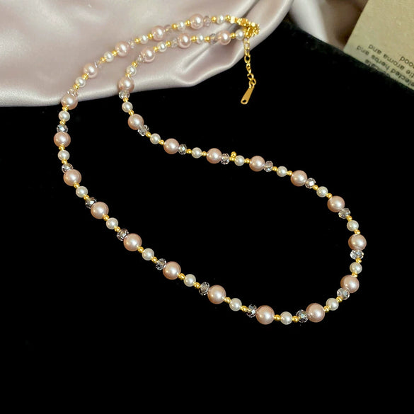 Wholesale Women's French Retro Light Luxury Clavicle Chain Set With Alloy Pendant And Imitation Pearls Electroplating