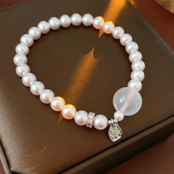 Wholesale Women's French Retro Light Luxury Clavicle Chain Set With Alloy Pendant And Imitation Pearls Electroplating