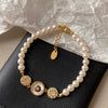 Wholesale Women's French Retro Light Luxury Clavicle Chain Set With Alloy Pendant And Imitation Pearls Electroplating