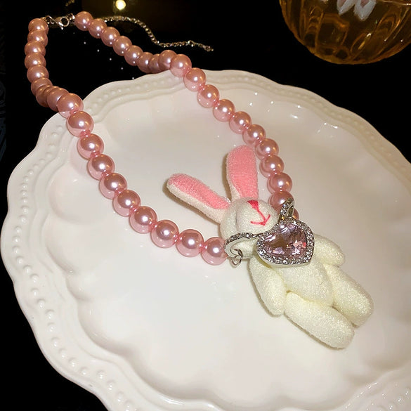 Wholesale Women's French Retro Light Luxury Clavicle Chain Set With Alloy Pendant And Imitation Pearls Electroplating