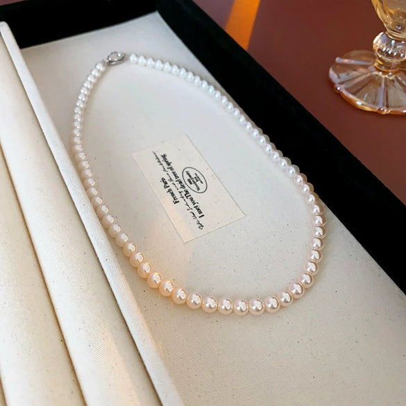 Wholesale Women's French Retro Light Luxury Clavicle Chain Set With Alloy Pendant And Imitation Pearls Electroplating