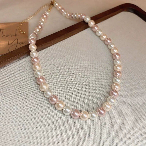 Wholesale Women's French Retro Light Luxury Clavicle Chain Set With Alloy Pendant And Imitation Pearls Electroplating