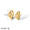 Wholesale Women's French Retro Light Luxury Geometric Zircon Earrings Stainless Steel 18K Gold Plated