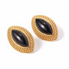 Wholesale Women's French Retro Light Luxury High End Stainless Steel Agate Horse Eye Earrings With Geometric Design And Electroplating