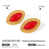 Wholesale Women's French Retro Light Luxury High End Stainless Steel Agate Horse Eye Earrings With Geometric Design And Electroplating
