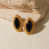 Wholesale Women's French Retro Light Luxury High End Stainless Steel Agate Horse Eye Earrings With Geometric Design And Electroplating