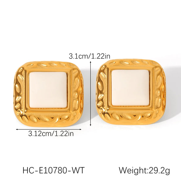 Wholesale Women's French Retro Marquiseshaped Stainless Steel Geometric Electroplated Earrings