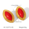 Wholesale Women's French Retro Marquiseshaped Stainless Steel Geometric Electroplated Earrings