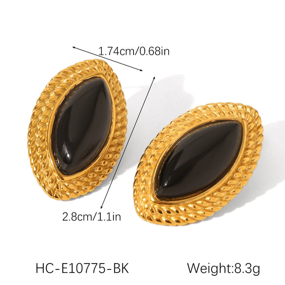 Wholesale Women's French Retro Marquiseshaped Stainless Steel Geometric Electroplated Earrings