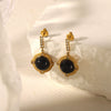 Wholesale Women's French Retro Obsidian Stainless Steel Earrings With Diamond Stud And Geometric Design And Electroplating Treatment