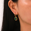 Wholesale Women's French Retro Oval Stainless Steel Inlaid Malachite Geometric Electroplated Pendant Earrings