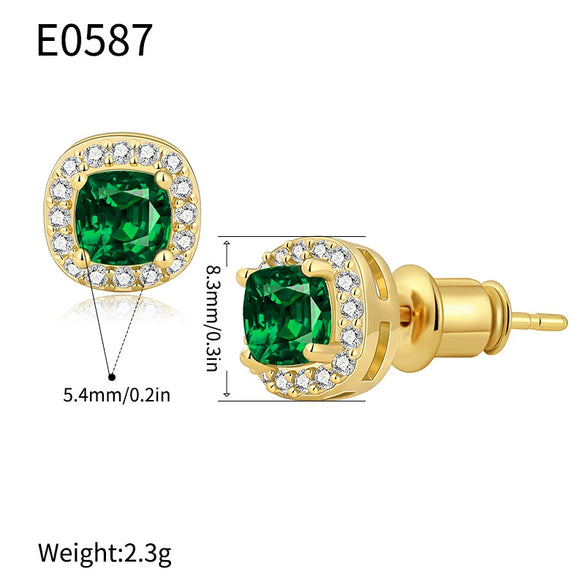 Wholesale Women's French Retro Palace Style Geometric Copper Zircon Earrings With Electroplating