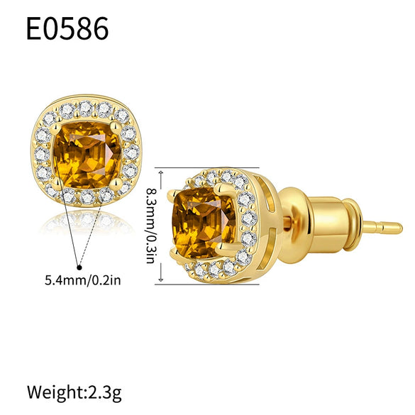 Wholesale Women's French Retro Palace Style Geometric Copper Zircon Earrings With Electroplating