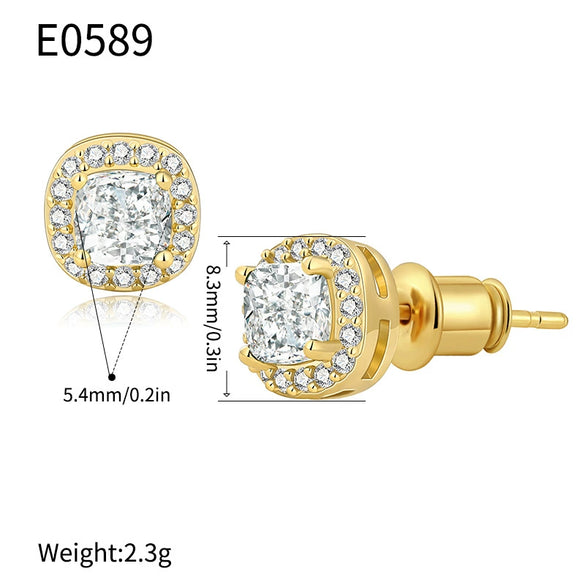 Wholesale Women's French Retro Palace Style Geometric Copper Zircon Earrings With Electroplating
