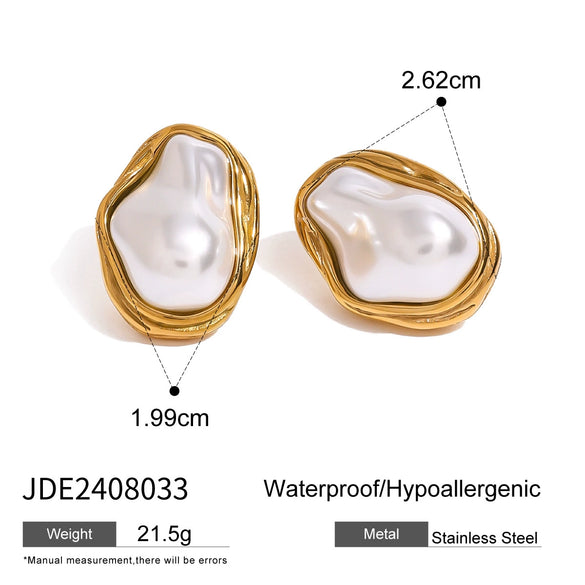 Wholesale Women's French Retro Pearl Earrings Jewelry Titanium Steel Stainless Steel Electroplated
