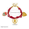Wholesale Women's French Retro Printed Rope Chain Goldplated Cut Out Stainless Steel Heartshaped Flower Ceramic Pendant Bracelet