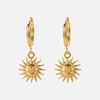 Wholesale Women's French Retro Stainless Steel Earrings With Geometric Sun Pendant And Electroplating