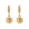 Wholesale Women's French Retro Stainless Steel Earrings With Geometric Sun Pendant And Electroplating