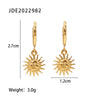 Wholesale Women's French Retro Stainless Steel Earrings With Geometric Sun Pendant And Electroplating
