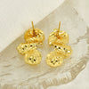 Wholesale Women's French Retro 316L Stainless Steel Lava Earrings With Irregular Petal Pleat Design And Geometric Flower Pattern