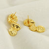 Wholesale Women's French Retro 316L Stainless Steel Lava Earrings With Irregular Petal Pleat Design And Geometric Flower Pattern