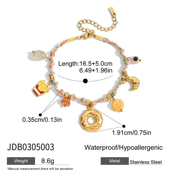 Wholesale Women's French Retro Style Geometric Stainless Steel Crystal Natural Stone Pink Resin Devil's Eye Jewelry With Electroplating