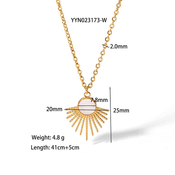 Wholesale Women's French Retro Sunflower Leaves Pendant Stainless Steel Clavicle Chain Necklace With Pvd Furnace Real Gold Treatment
