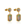 Wholesale Women's French Retro Vintage Geometric Stainless Steel Inlaid Shell Earrings