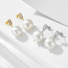 Wholesale Women's French Style Retro Geometric Shell Button Pearl Inlaid 925 Silver Earrings