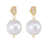 Wholesale Women's French Style Retro Geometric Shell Button Pearl Inlaid 925 Silver Earrings