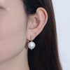 Wholesale Women's French Style Retro Geometric Shell Button Pearl Inlaid 925 Silver Earrings