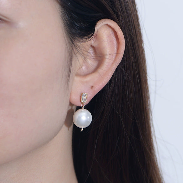 Wholesale Women's French Style Retro Geometric Shell Button Pearl Inlaid 925 Silver Earrings