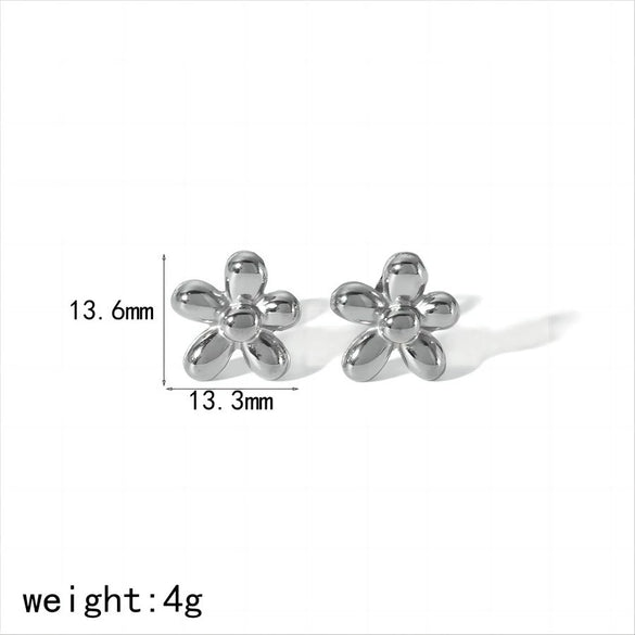 Wholesale Women's French Vintage Ins Style Flower Butterfly Leaf Titanium Steel Earrings With Electroplating