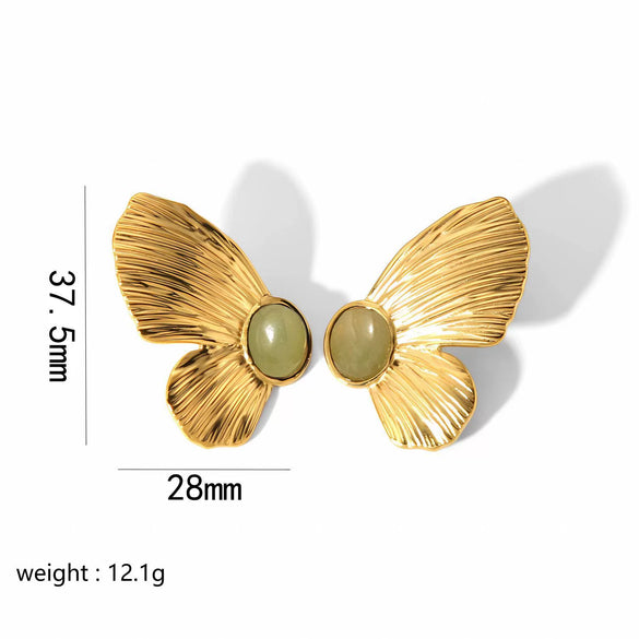 Wholesale Women's French Vintage Ins Style Flower Butterfly Leaf Titanium Steel Earrings With Electroplating