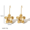 Wholesale Women's French Vintage Ins Style Flower Butterfly Leaf Titanium Steel Earrings With Electroplating