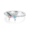 Wholesale Women's Fresh And Minimalist Insect Pattern Zirconia Silver Butterfly Ring
