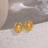 Wholesale Women's Fresh And Minimalist Style Flower Stainless Steel Vacuum Real Gold Plated Earrings Accessories