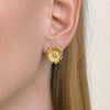 Wholesale Women's Fresh And Minimalist Style Flower Stainless Steel Vacuum Real Gold Plated Earrings Accessories