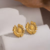 Wholesale Women's Fresh And Minimalist Style Flower Stainless Steel Vacuum Real Gold Plated Earrings Accessories