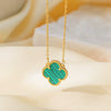 Wholesale Women's Fresh And Simple Flower Pattern Fourleaf Clover Titanium Steel Electroplated Ochain Necklace