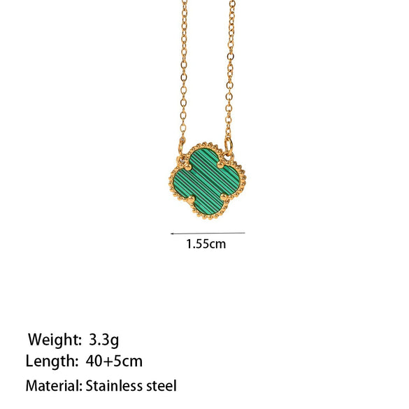 Wholesale Women's Fresh And Simple Flower Pattern Fourleaf Clover Titanium Steel Electroplated Ochain Necklace