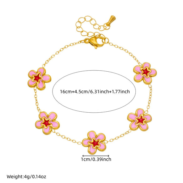Wholesale Women's Fresh Cute Goldplated Stainless Steel Plants And Flowers Jewelry Accessories Set Including Earrings Necklaces And Bracelets