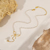 Wholesale Women's Fresh Fairy Style Choker With Bow And Imitation Pearl Stainless Steel Clavicle Chain Geometric Pattern Electroplating Treatment