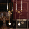 Wholesale Women's Fresh Fairy Style Choker With Bow And Imitation Pearl Stainless Steel Clavicle Chain Geometric Pattern Electroplating Treatment