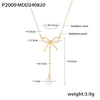 Wholesale Women's Fresh Fairy Style Choker With Bow And Imitation Pearl Stainless Steel Clavicle Chain Geometric Pattern Electroplating Treatment