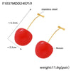 Wholesale Women's Fresh Fruit Cherry Stainless Steel Electroplated Long Earrings