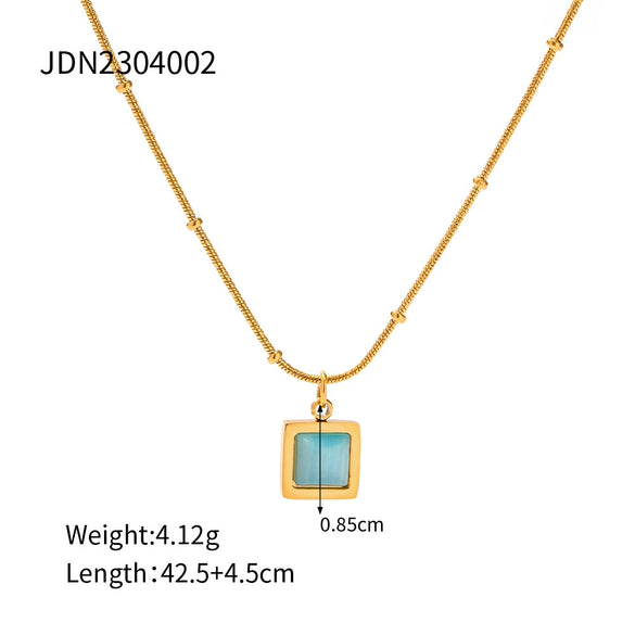 Wholesale Women's Fresh Geometric Opal Gem Necklace With Electroplating