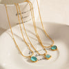 Wholesale Women's Fresh Geometric Opal Gem Necklace With Electroplating