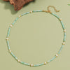 Wholesale Women's Fresh Water Pearl And Tianhe Stone Beaded Clavicle Necklace Copper Handmade Geometric Design